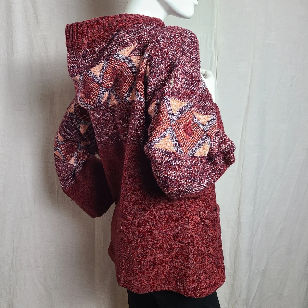 Vintage Eaton Women's L Jacket Acrylic Nordic Geometric Alpine Long Sleeves - Picture 7 of 13